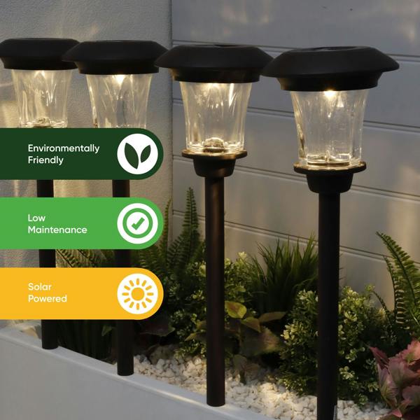 Gardenwize Pack of 4 Solar Stake Lights – Metal Pathway LED Lights