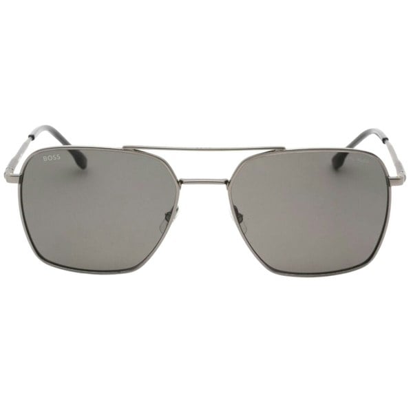 Hugo Boss Grey Polarized Lens Matte Dark Ruthenium Silver Sunglasses One Size