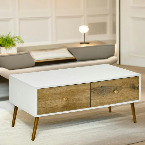 Rafaelo Mobilia Coffee Table With 4 Drawers Natural Brown