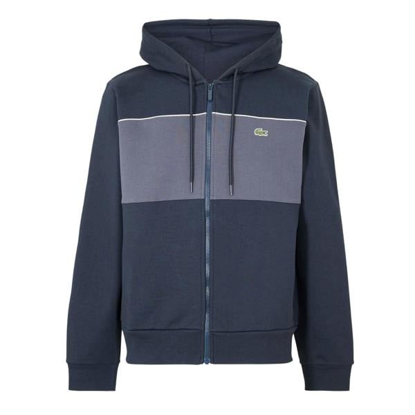 Lacoste Mens Colour Block Full Zip Hoodie - Black - 