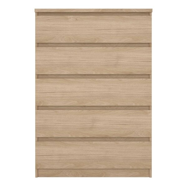 Wyld Haus Budapest Tall Natural Oak Effect Wooden Chest 5 Drawers