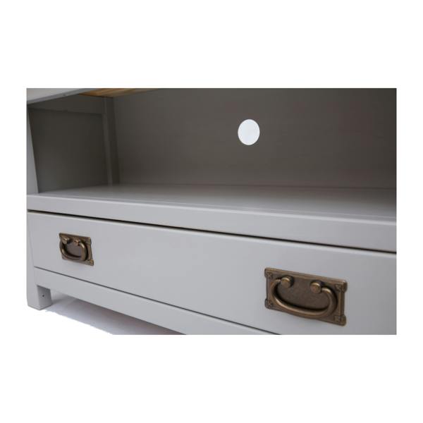 Cabinet Bits Argenta Light Grey 1 Drawer TV Cabinet Brass Drop Handle