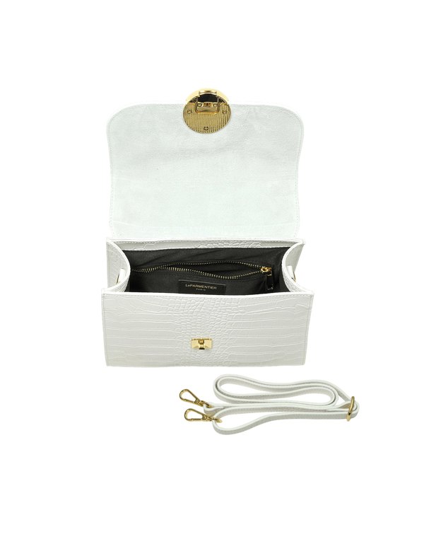 Le Parmentier Bombo Croco Top-Handle Satchel Bag - White