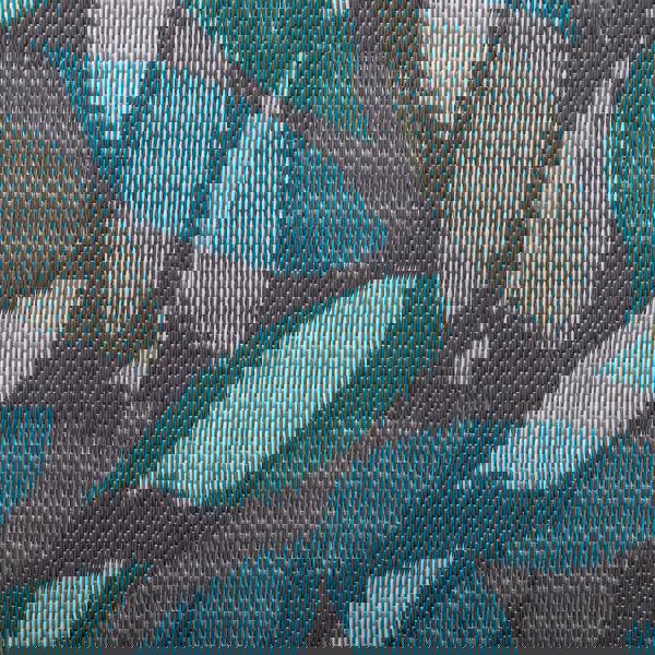 Samuel Alexander 1.5m x 2.1m Flora Leaves Large Outdoor Alfresco Patio Rug Mat in Blue