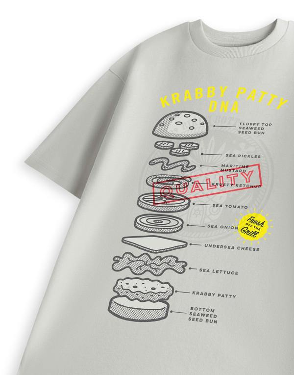 SpongeBob SquarePants Unisex Grey Krabby Patty Dna Short Sleeved T-Shirt