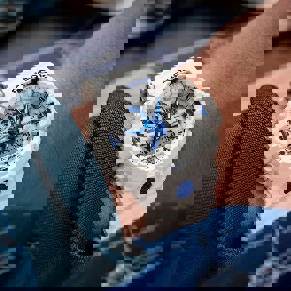 Casio Mens G-Shock Marvel Studios Fantastic Four White & Blue Dial Dual Display Watch GA-700HDS-7AER