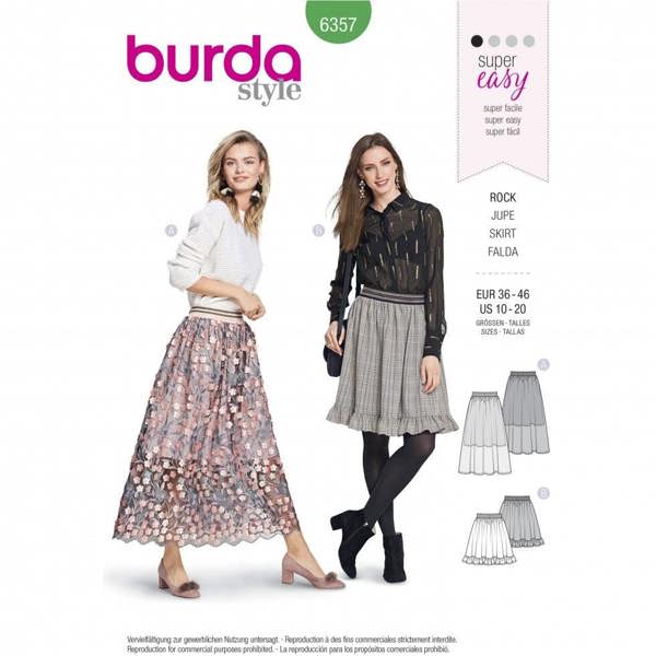Burda Sewing Pattern 6357 Skirts For Women, 10 to 20  - Easy
