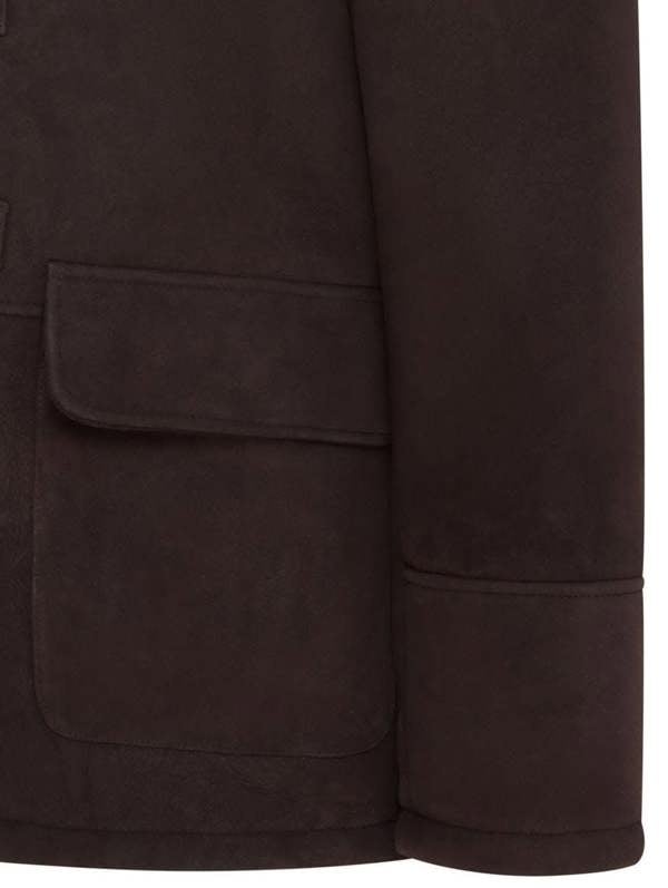Infinity Leather Mens Brown Shearling Sheepskin Car Coat - Elverum