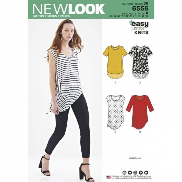 New Look Sewing Pattern 6556, Tops for Women, A (XS-S-M-L-XL) - Beginner, Easy