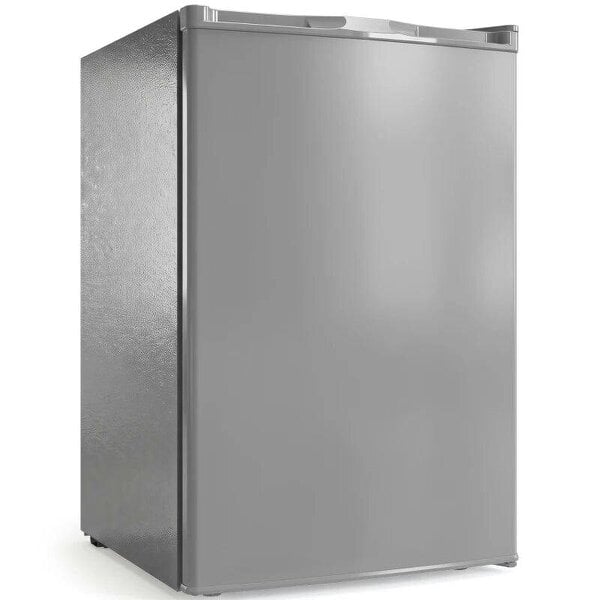 85L Mini Freezer Countertop, Compact Freestanding Upright Freezer with Reversible Door, Removable Glass Shelves, Grey