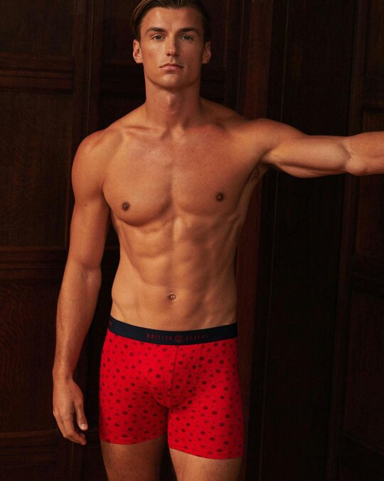 British Boxers Men's Bamboo Stretch Trunk – Red-y for Snow