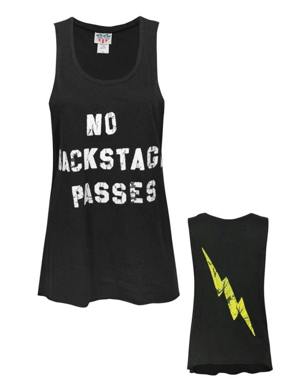 Vanilla Underground Junk Food Clothing Womens Black No Backstage Passes Text Vest