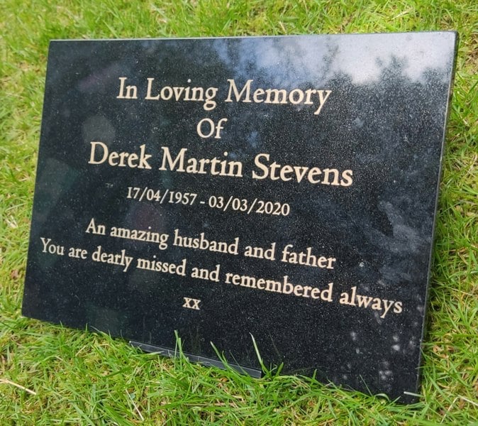 Memorials Direct Granite Memorial Plaque, Personalised, Stand Included