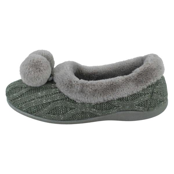 Rose Bank Ladies Rose Bank Memory Foam Knitted Pom Pom Slippers Chloe