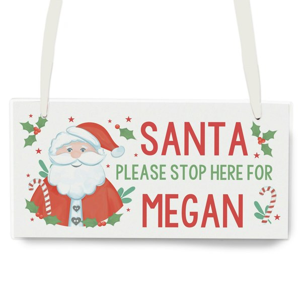 Personalised Memento Company Personalised Santa Stop Here Wooden Sign