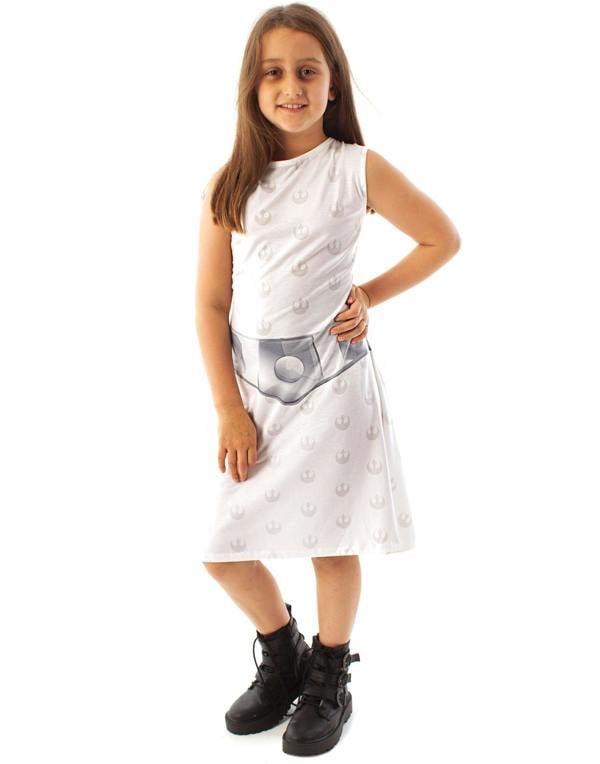 Star Wars Girls White Princess Leia Sleeveless Skater Dress