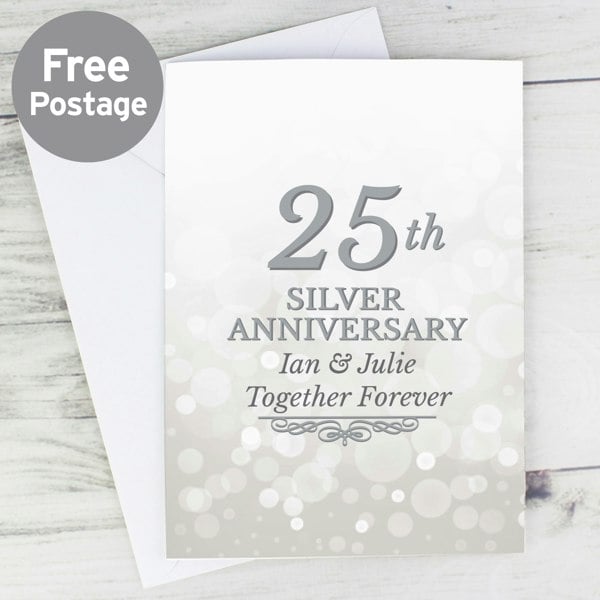 Personalised Memento Company Personalised 25th Silver Anniversary Card