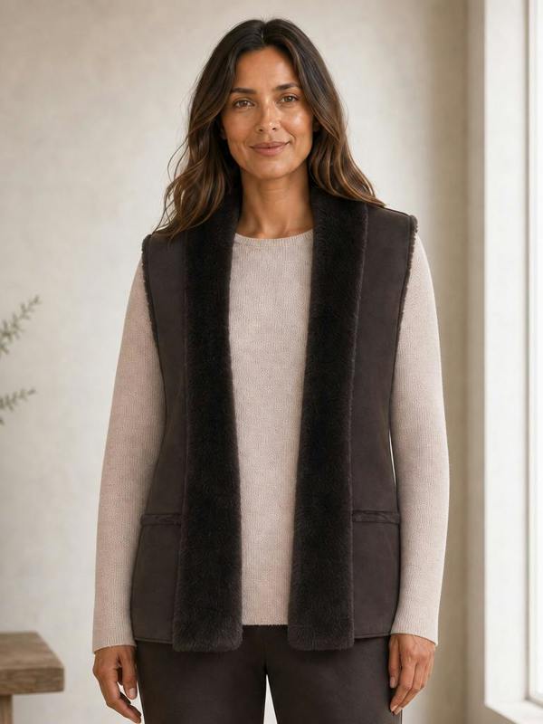 TIGI Suedette And Faux-fur Gilet