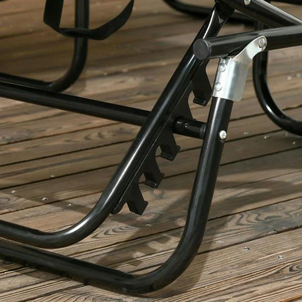 Powder-coated steel folding base with support legs for blue sun lounger