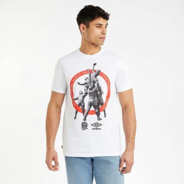 Umbro Mens Line Out England Rugby T-Shirt - White - 