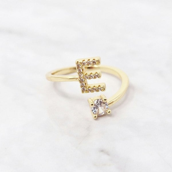 Harfi 18ct Gold Plated Adjustable Personalised Initial Ring