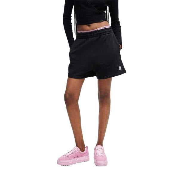 Hugo Womens/Ladies Cotton Elasticated Waist Sweat Shorts - Black - 