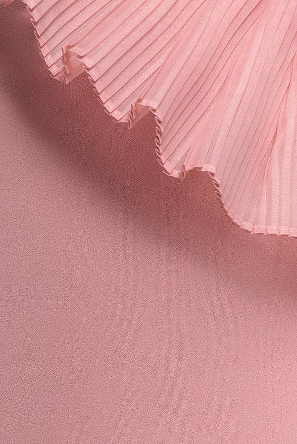 One Shoulder Pleated Fan Midi Dress - Blush Pink DR4872