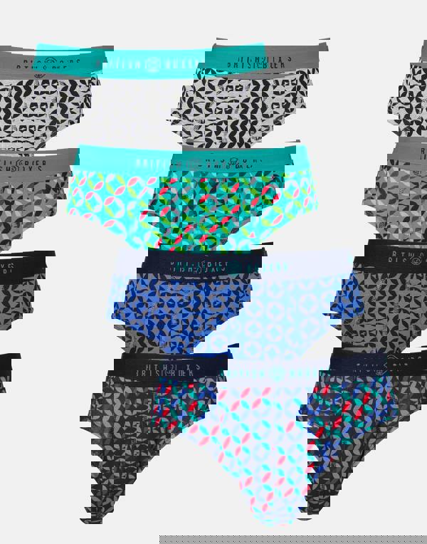 British Boxers Multipack! 4 Pairs of Men's Bamboo Briefs - Minimalist Geometric