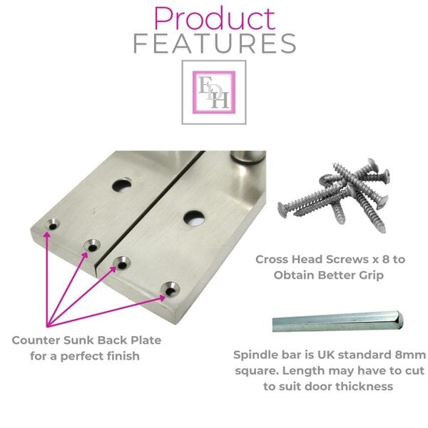 EDH Door Hardware Victorian Straight Satin Nickel Interior Bathroom Door Handles