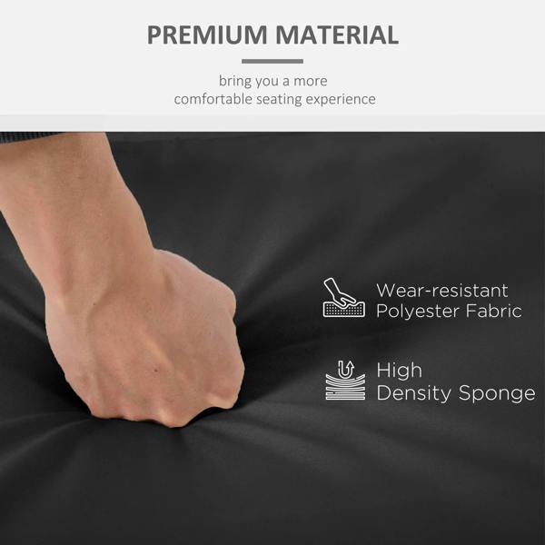 Black polyester cushion fabric with high-density sponge padding, hand pressing surface