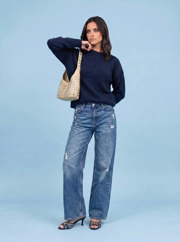 Urban Bliss Wool Blend Longline Jumper Navy