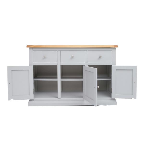 Cabinet Bits Loreo Light Grey 3 Drawer 3 Door Sideboard Chrome Knob