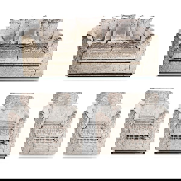 Furnishings For Less Crystal Crushed Velvet 3 Seater and 2 Armchairs Scatter Back