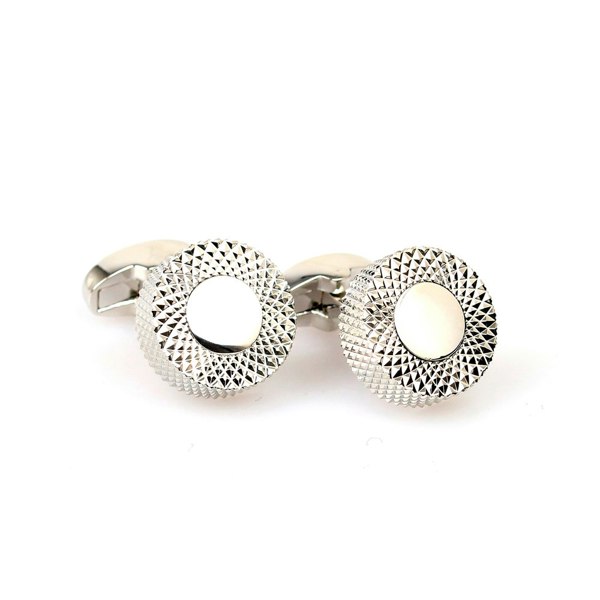 David WeJ Textured Circle Cufflink - Silver