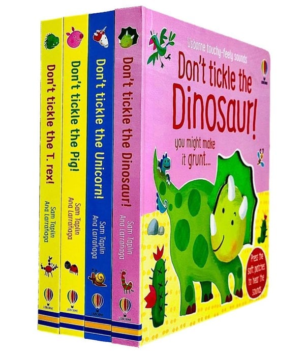 Usborne Don't Tickle Collection 4 Books Set (Touchy-Feely Sound Books) Unicorn, T-Rex, Dinosaur, Pig
