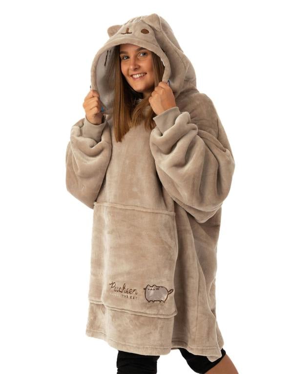 Pusheen Womens Brown Character Face Blanket Hoodie (One Size)