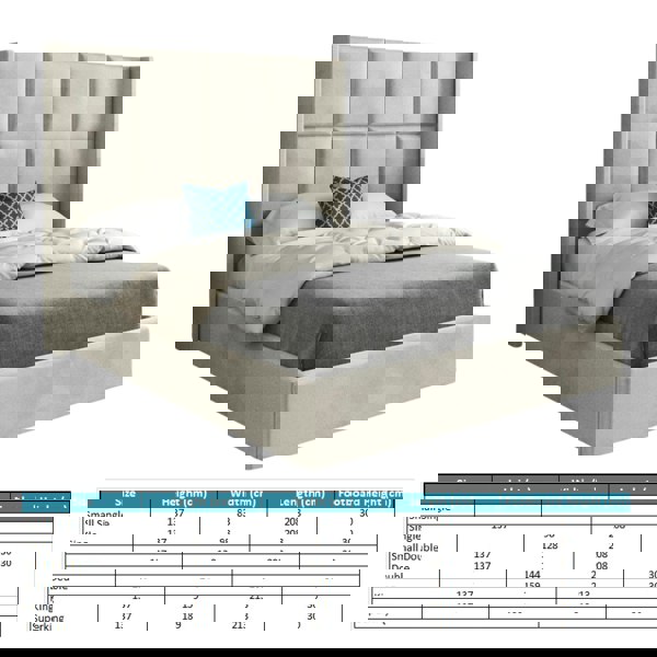 Casa Magna Quanta Straight Winged Upholstered Soft Velvet Bed Frame - Cream