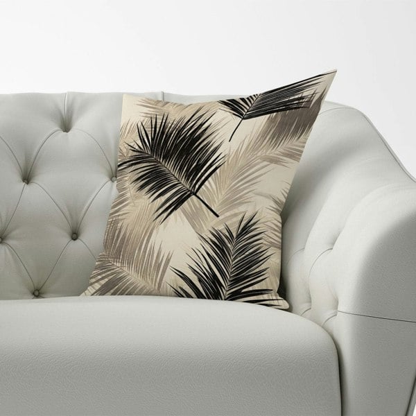 Warren Reed Black And White Tropical Palm Leaves Cushions