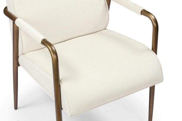 Wyld Haus Luxemburg Upholstered Cream Velvet and Brass Armchair