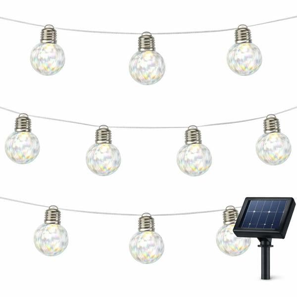 Gardenwize 10-Piece Solar String Lights – 2m Iridescent LED Bulb Lights