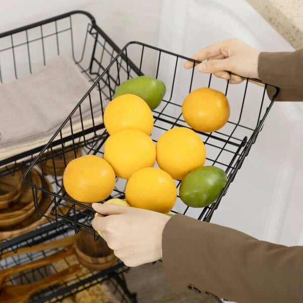 Bobobiy 5 Tier Storage Trolley, Stackable Fruit Vegetable Cart for Kitchen, Living Room, 40 x 2 x 97 cm, Black