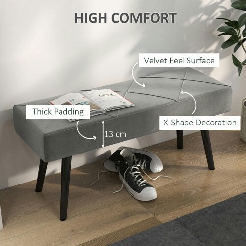 Wyld Haus Mazuka Grey End Of Bed Bench With X Frame Black Metal Legs Geometric Pattern