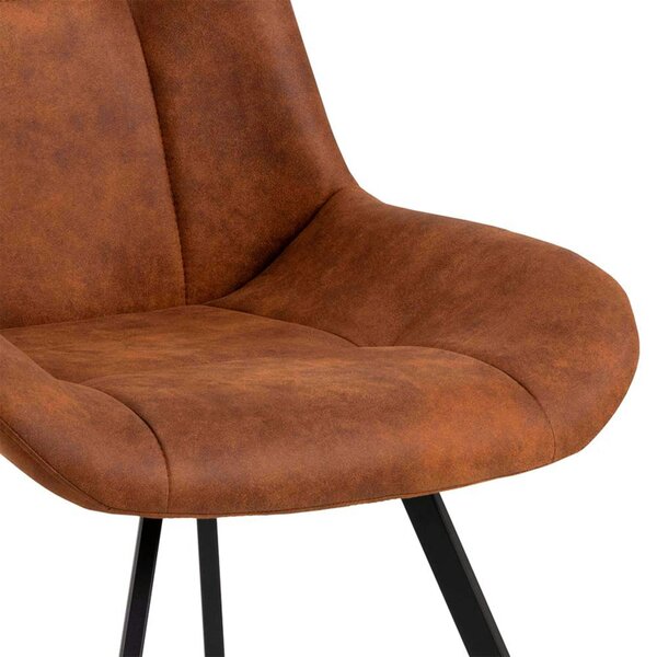 Wyld Haus Set of 2 Madrid Tan Upholstered Dining Chairs with Black Steel Legs