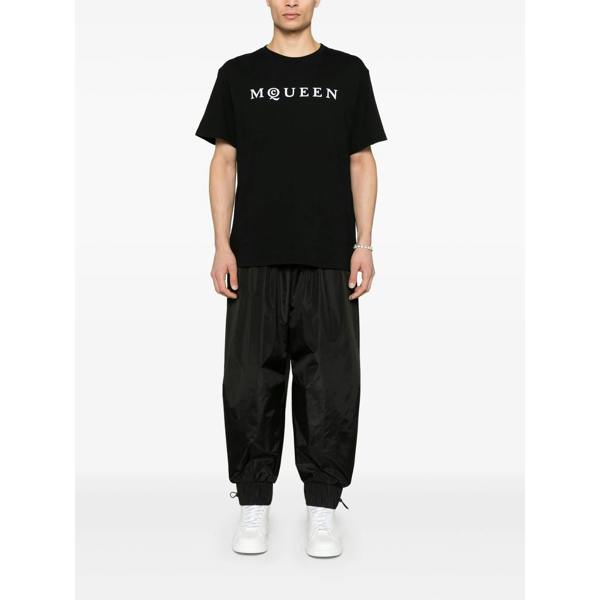 Alexander Mcqueen Flocked Logo T-Shirt   in  Black