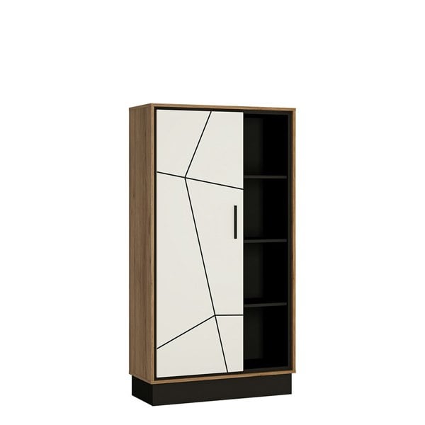 Furniture To Go Brolo Wide 1 Door Bookcase With the Walnut and Dark Panel Finish
