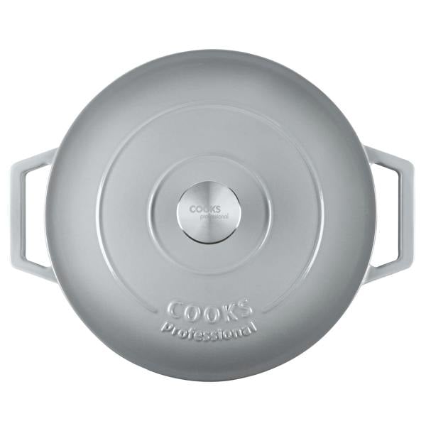 Cooks Professional 28cm Shallow Cast Iron Casserole | Grey