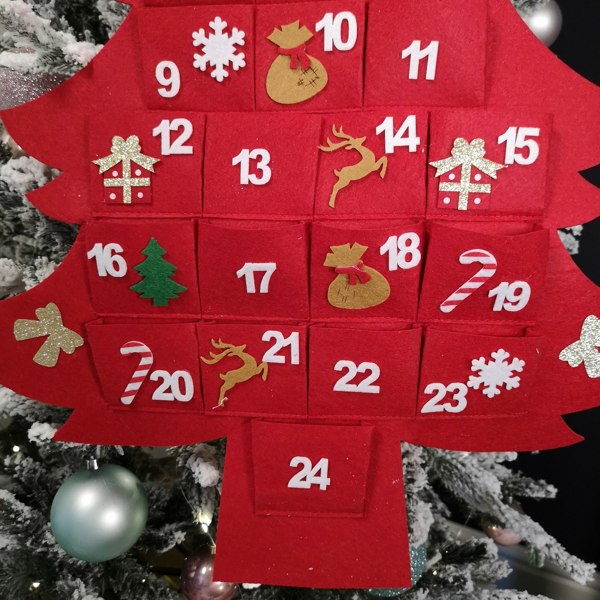 Samuel Alexander 90cm Fabric Tree Shape Advent Calendar Christmas Decoration in Red