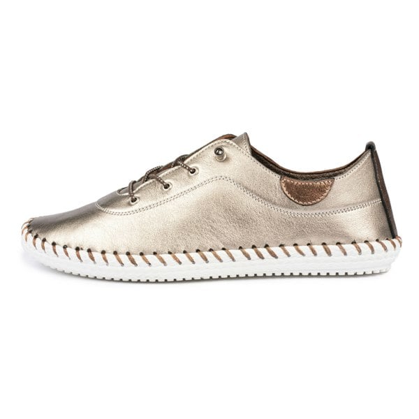 Lunar Women's St Ives Leather Plimsolls - Gold