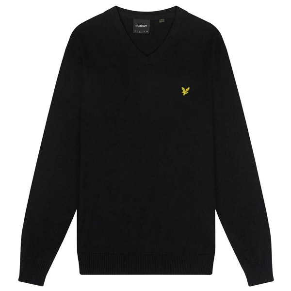 Lyle & Scott Cotton Merino V-Neck Jumper - Jet Black