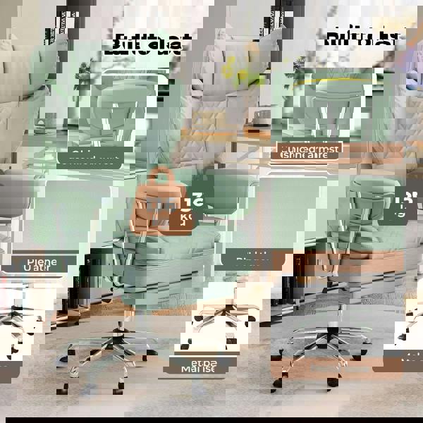 Levede Office Desk Chair Big and Tall for Heavy People with Footrest PU Green